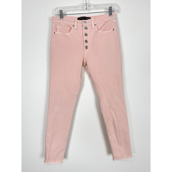 Veronica Beard Pink Jeans Crop Frayed Hem Debbie Button Fly 27 - Picture 1 of 10